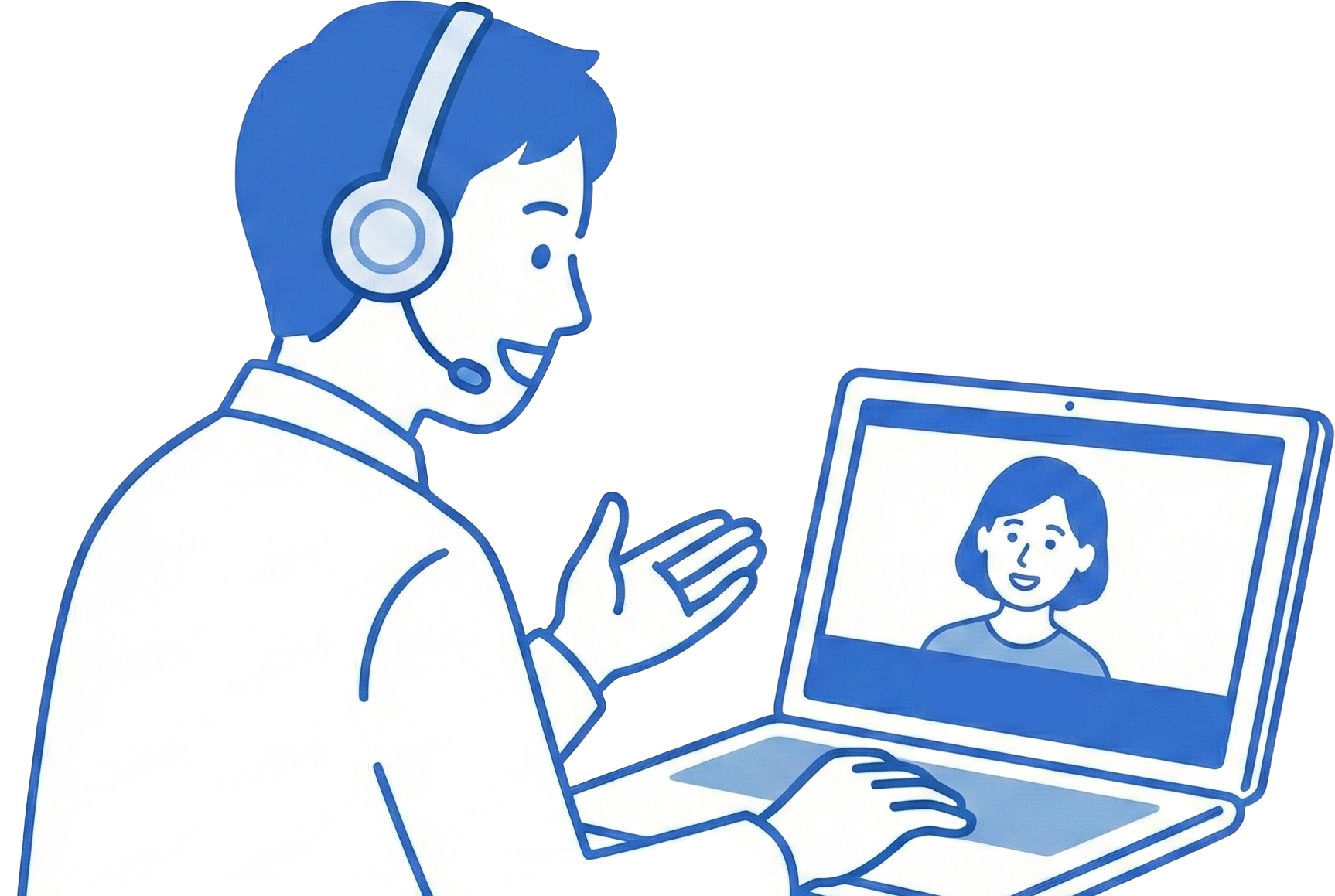 事前ヒアリングを行うサポート担当のイラスト
